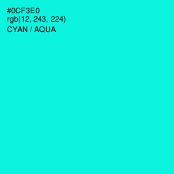 #0CF3E0 - Cyan / Aqua Color Image