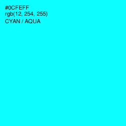 #0CFEFF - Cyan / Aqua Color Image