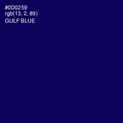 #0D0259 - Gulf Blue Color Image