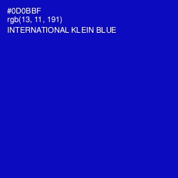 #0D0BBF - International Klein Blue Color Image