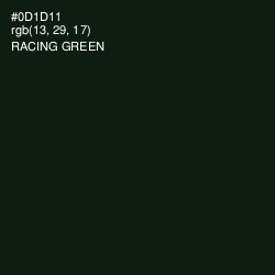 #0D1D11 - Racing Green Color Image