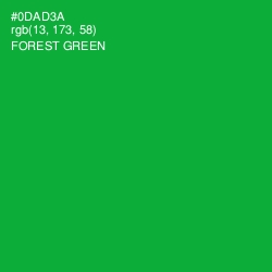 #0DAD3A - Forest Green Color Image