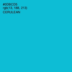 #0DBCD5 - Cerulean Color Image