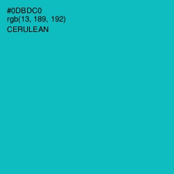 #0DBDC0 - Cerulean Color Image