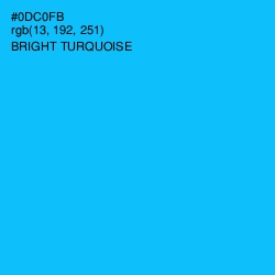 #0DC0FB - Bright Turquoise Color Image