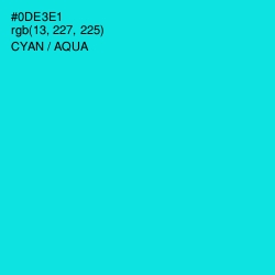 #0DE3E1 - Cyan / Aqua Color Image