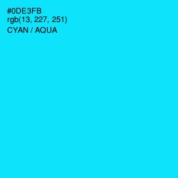 #0DE3FB - Cyan / Aqua Color Image