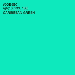 #0DE9BC - Caribbean Green Color Image