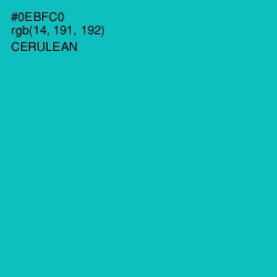 #0EBFC0 - Cerulean Color Image