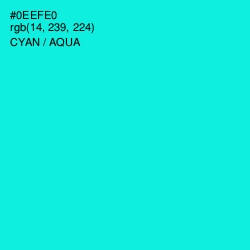 #0EEFE0 - Cyan / Aqua Color Image