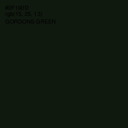 #0F190D - Gordons Green Color Image