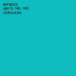 #0FBDC0 - Cerulean Color Image