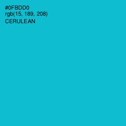 #0FBDD0 - Cerulean Color Image