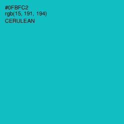 #0FBFC2 - Cerulean Color Image