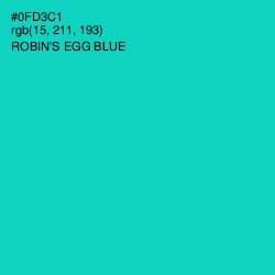 #0FD3C1 - Robin's Egg Blue Color Image