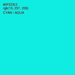 #0FEDE2 - Cyan / Aqua Color Image