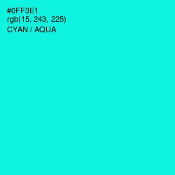 #0FF3E1 - Cyan / Aqua Color Image