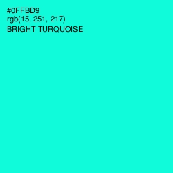 #0FFBD9 - Bright Turquoise Color Image