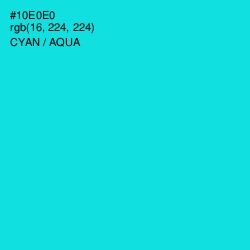 #10E0E0 - Cyan / Aqua Color Image