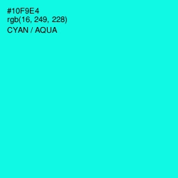 #10F9E4 - Cyan / Aqua Color Image