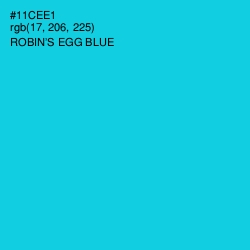 #11CEE1 - Robin's Egg Blue Color Image