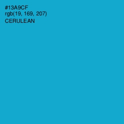 #13A9CF - Cerulean Color Image