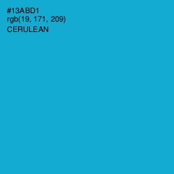 #13ABD1 - Cerulean Color Image