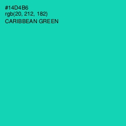 #14D4B6 - Caribbean Green Color Image