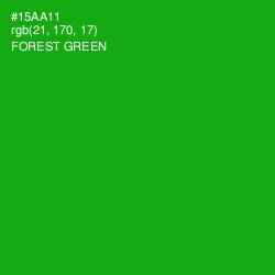 #15AA11 - Forest Green Color Image