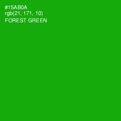 #15AB0A - Forest Green Color Image