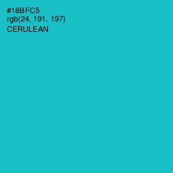 #18BFC5 - Cerulean Color Image