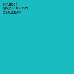 #1ABCC0 - Cerulean Color Image