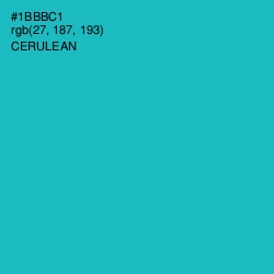 #1BBBC1 - Cerulean Color Image