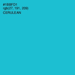 #1BBFD1 - Cerulean Color Image