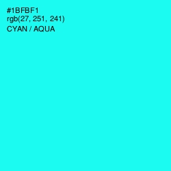 #1BFBF1 - Cyan / Aqua Color Image