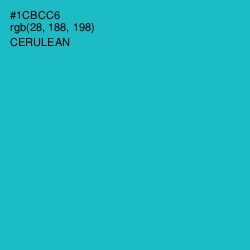 #1CBCC6 - Cerulean Color Image