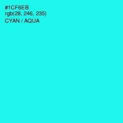 #1CF6EB - Cyan / Aqua Color Image