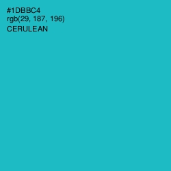 #1DBBC4 - Cerulean Color Image