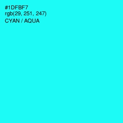 #1DFBF7 - Cyan / Aqua Color Image