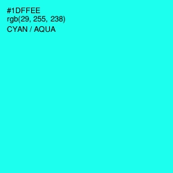 #1DFFEE - Cyan / Aqua Color Image