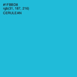 #1FBBD8 - Cerulean Color Image