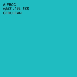 #1FBCC1 - Cerulean Color Image