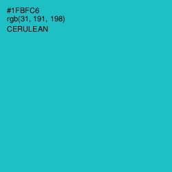 #1FBFC6 - Cerulean Color Image