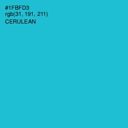 #1FBFD3 - Cerulean Color Image