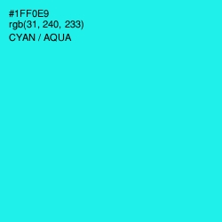 #1FF0E9 - Cyan / Aqua Color Image