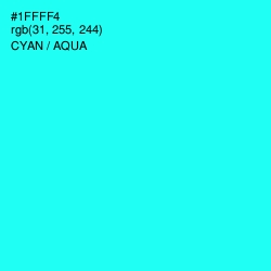 #1FFFF4 - Cyan / Aqua Color Image