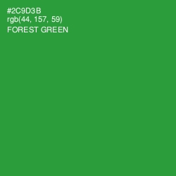 #2C9D3B - Forest Green Color Image