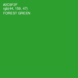 #2C9F2F - Forest Green Color Image