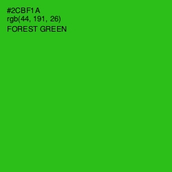 #2CBF1A - Forest Green Color Image