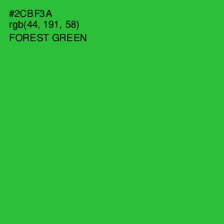 #2CBF3A - Forest Green Color Image